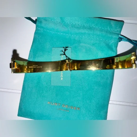 Kurt Geiger London Gold Tone Signature Southbank Pave Bangle Bracelet 7” inner - Picture 4 of 7